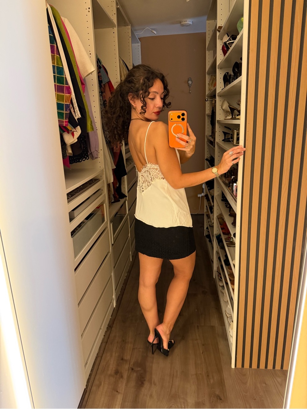 DO+BE White Lace-Trim Satin Cami